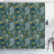 ABAKUHAUS Paisley Duschvorhang, Antike orientalische Motive, Stoffliches Gewebe Badezimmerdekorationsset mit Haken, 175 x 200 cm, Teal Senf