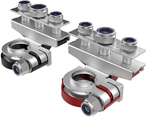 HUSUKU 2pcs 12V Automotive Top Post Car 3-Way Battery Wire Cable Terminals Clamp Connectors Kit, Red & Black