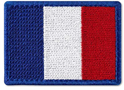 Écusson brodé drapeau français, drapeau du pays de France, emblème national, thermocollant (7 x 5 cm)