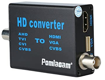 Convertitore di Segnale Video da BNC a HDMI, 4 in 1 Composito CVBS AHD TVI CVI, VGA per Sistema di Sicurezza Fotocamera/DVR/CCTV