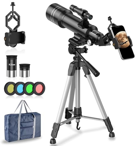Astronomy Telescope for Adults & Kids, 70mm Aperture 400mm Refractor Telescope with Adjustable Tripod and Phone Adapter, Ideal for Moon Viewing, Stargazing and Bird Watching