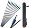 SHARROW 12x Carbonpfeile 30 Zoll Bogenpfeile Jagd Pfeile für Bogen Spine 500 für Recurvebogen Compound Bogen (Blau+Köcher)