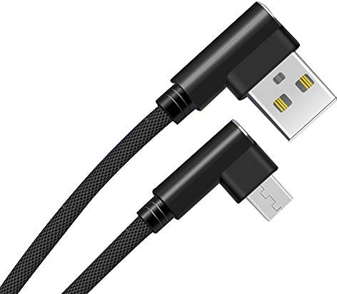 Cable Fast Charge 90 degres Micro USB pour JBL GO 2 Smartphone Android Connecteur Recharge Chargeur Universel (Noir)