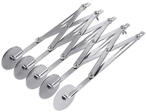 UOHGDPY Adjustable Pastry Cutter, 5 Wheel Stainless Steel Dough Divider, Stainless Steel Expandable Pizza Slicer Multi-Round Pastry Knife Baking Cutter Roller Cookie Dough Cutter Divider (silver)