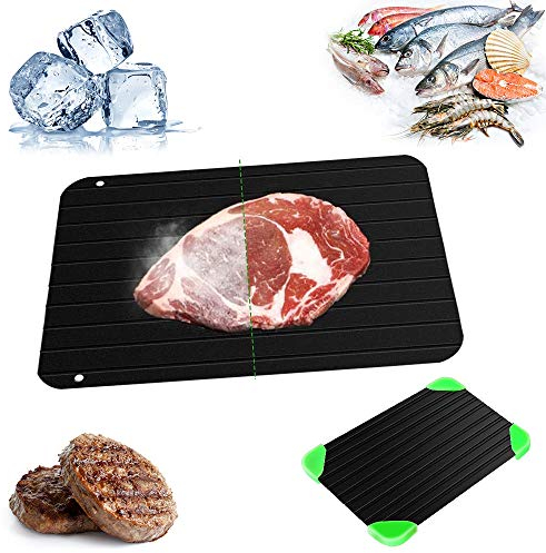 Placa de descongelación rápida de Alimentos, con Ranura y 4 alfombras, sin Electricidad, microondas, Agua Caliente/descongelación rápida, Apta para Pescados/Carne/Alimentos congelados (29,5 x 20,8 x