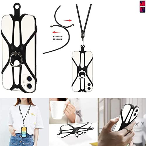 K-S-Trade Qualitativ & Innovativ 3in1 Handykette Handyband Handykordel Halsband Smartphone-Ring Handy-Ring Für Huawei P20 Pro Dual-SIM