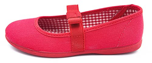 ANDREA RUIZ - manoletina de Tela con Lazo de Goma Elastica para niña Niñas Talla: 30 Color: Rojo