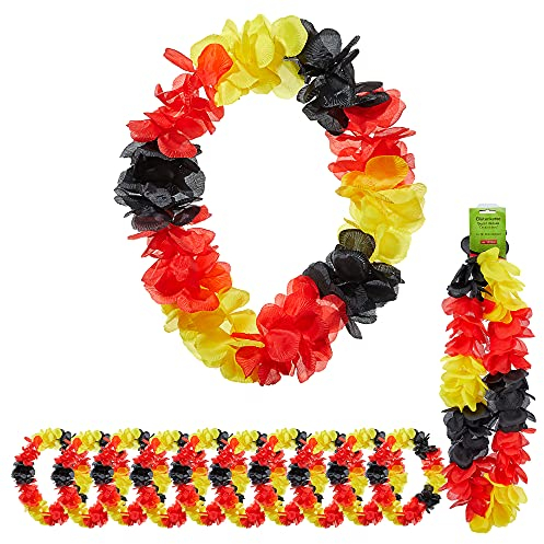Fanartikel WM EM │12er Set Blütenkette 60 Blüten 110 cm │Fanmeile Public Viewing │schwarz rot gold (12 x Blütenkette 110cm Deutschland)