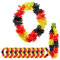 Fanartikel WM EM │12er Set Blütenkette 60 Blüten 110 cm │Fanmeile Public Viewing │schwarz rot gold (12 x Blütenkette 110cm Deutschland)
