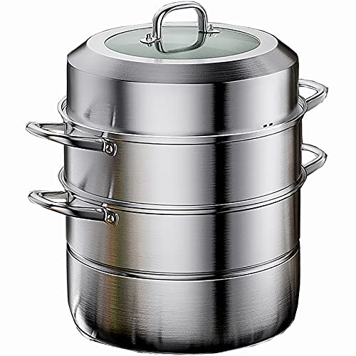 Vapor/olla de sopa 304 acero inoxidable espesado vaporizador de vaporizador de vapor de vaporero cocina industrial de inducción cocina de gas (Size : 30cm)