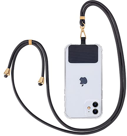 Ownest Compatible avec Cordon Telephone Portable ,Lanière de Téléphone Universelle Portable Bandoulière Réglable Cordon Téléphone Tour de Cou Telephone Compatible avec Tous Les Smartphones-Noir
