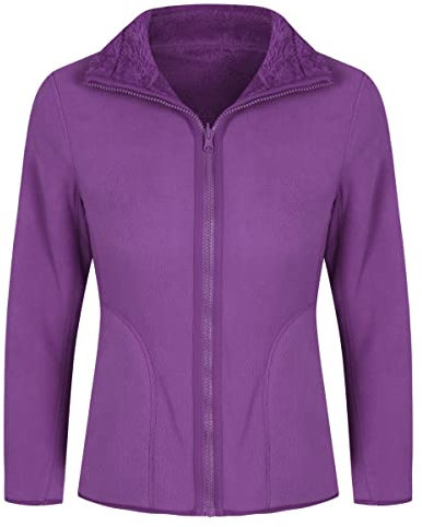 YOUTHUP Veste Homme Chauffant d'Hiver Veste Femme Mi Saison Blouson en Polaire Veste Femme Zippé Automne Femme Violet Foncé S