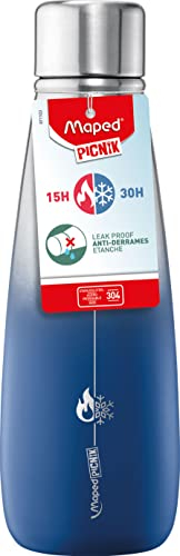 Maped Picnik - Bouteille Isotherme en Acier Inoxydable - Bouteille Étanche - Double Paroi, Longue Conservation Froid et Chaud - Bleu, 500 ml