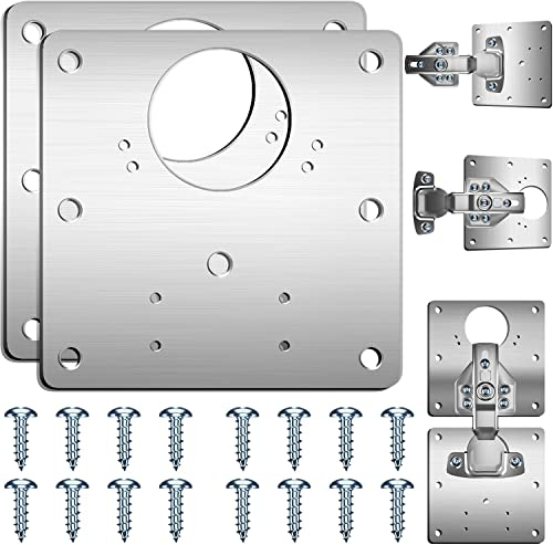 Hinge Repair Plate,2PCS Cabinet Hinge Repair Plate with Customized Screws,Stainless Steel Kitchen Cupboard Door Hinge Repair Brackets with Holes