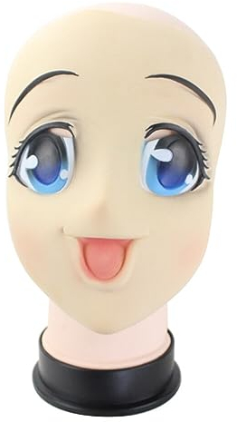 TOSSPER Karikatur Latex Gesichtsmaske Erwachsene Anime Blauäugige Mädchen Weibliche Cosplay Lustige Maske