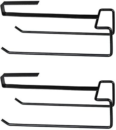 2 porta asciugamani di carta senza chiodi, porta asciugamani di carta usa e getta, a doppia fila, per appendere asciugamani di carta con ponderazione, colore: nero