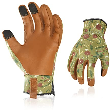 Vgo... 1 Paar Gartenhandschuhe für Damen, Arbeitshandschuhe,Sicherheitshandschuhe aus Ziegenleder,kratzfester Schutz,wasserfest(GA7476)