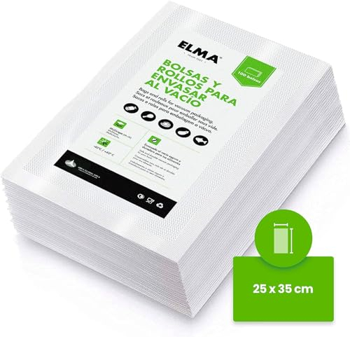 Vakuumbeutel für Lebensmittel | Strukturierte Beutel für Vakuumierer, Mehrschicht-Design, BPA-frei, Hergestellt in Italien | 25 x 35 cm, 100 Stück