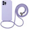 Hadwii Coque pour 14 Pro Max Étui avec Cordon de Collier, Silicone Souple Doublure en Microfibre Douce Anti-Rayure Antichoc Protection Bumper Réglable Lanyard Housse, Violet Clair