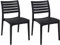 CLP 2er Set Gartenstühle Ares Aus Kunststoff I Wasserabweisende & UV-Beständige Küchenstühle I Belastbar Bis 160 kg, Farbe:schwarz