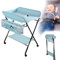 Table a Langer Pliante, Table à Langer Réglable en Hauteur avec Panier de Rangement, Ceinture de Sécurité et 4 Roues avec Frein-Diverses couleurs (Bleu clair)