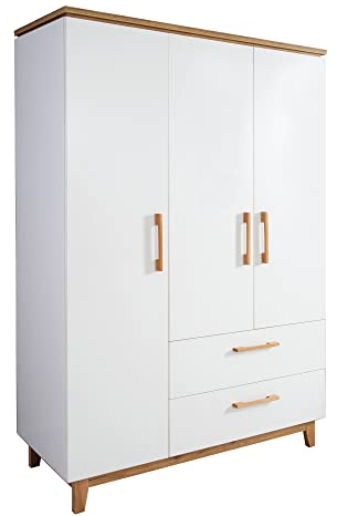roba Kleiderschrank 'Finn', 3 Türen, 2 Schubladen, weiß, mit Soft Close-Technik, Drehtürenschrank