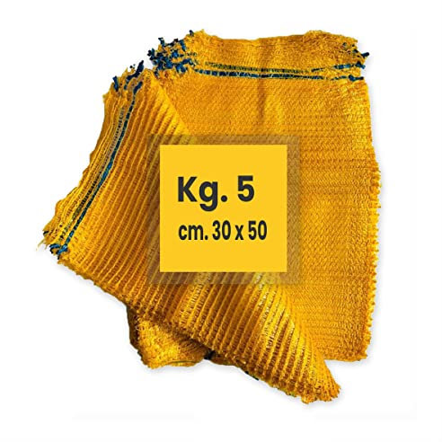Sacco a rete per patate-legna Giallo con nastrino di chiusura | cm. 30 x 50 (kg. 5 di patate)