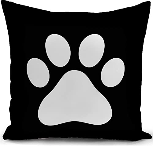 KUNQIAN Kissenbezug mit Pfotenmotiv,niedlich,für Kinder,schwarz,für Hunde,Katzen,Pfoten,Dekoration für Zuhause,Wohnzimmer,Couch,Bett,Sofa,Dekoration,Überwurf,Kissenbezug,Jungen-Geschenk40x40 cm