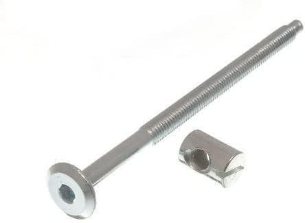 Furniture Cot Bed Bolt Allen Head with Barrel Nuts 6MM M6 X 100MM ZP (4, Zinc Plated, 100mm)