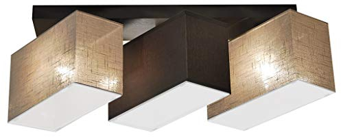 alfalux Deckenlampe Mit Blenden 3 Flammig Deckenleuchte LED Geeignet Holz Wohnzimmer Schlafzimmer BLEJLS3162D DUNKEL BRAUN / 2 x GRAU