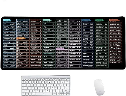 Tapis de souris raccourcis clavier, super grand tapis de clavier à touches rapides, tapis de clavier avec motif de raccourcis logiciel de bureau pour bureau, maison, ordinateur (style B)