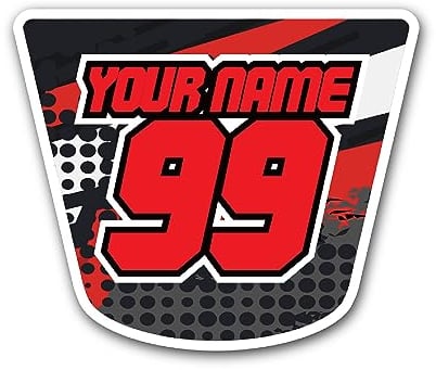 MC MOTOPARTS Shield 3 pcs Dirt Bike Track Custom Number Sticker Name Plate Off Road Motocross MX Bike Trackday Use Decal
