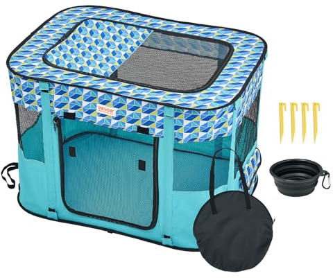 VEVOR Box per Cani Portatile Rettangolare 812x609 mm Box per Cuccioli Gatto Coniglio Pieghevole in Tessuto Oxford 600D, Cerniera Impermeabile Esterno Interno da Campeggio Viaggio Attività all'Aperto