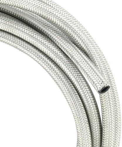 cyclingcolors Durite essence revêtement acier inoxydable tressé haute qualité spéciale hydrocarbure Tuyau Carburant Essence Huile Inox NBR Etanchéité, Ø8 x 2 mètres