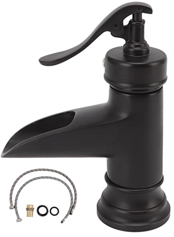 Xcello Schwarzer Einloch-Waschtischhahn, Kupfer-Wasserfall-Auslaufhahn Mit Einzelgriff Für Toilette, Unterbau, Modernes Design