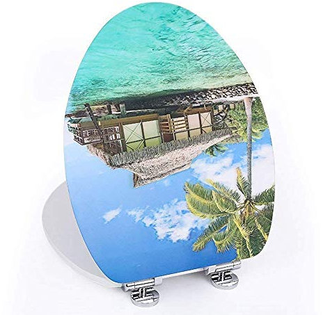 Abattant de WC 3D, antibactérien, Silencieux, monté sur Le Dessus, Compatible avec Toilettes O/V/U, A, 36 x 44 cm (A 36 x 44 cm)