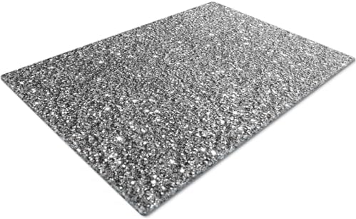 Glass Chopping Board 50 x 40 | Kitchen Worktop Protector | Multifunctional Cutting Board | Work Top Savers | Kitchen Accessories | Extra Large | Silver Glitter