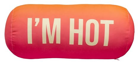 FISURA Strandkissen I'm Hot, zylinderförmiges Kissen, 29 x 12 cm, Relaxkissen, Rosa, Originelles Reisekissen, Campingkissen aus Polyester.