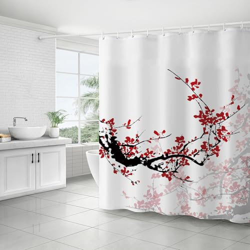 FAIRYGATE Duschvorhang Stoff Waschbar Blumen Shower Curtain Antischimmel Vorhang Duschvorhang Anti Bakteriell Waschbar Wasserdicht mit 12 Duschvorhangringen Polyester 180 x 180 cm B8712