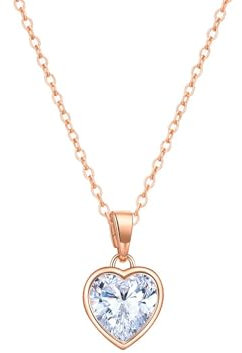 Halora Rose Gold Heart Necklace, Heart Pendant Necklaces for Women Bridesmaid Jewellery Gift