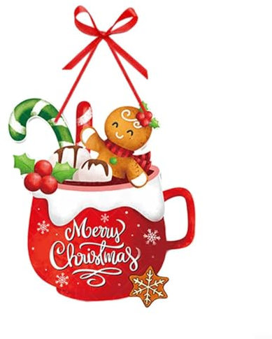Gettimore Decoraciones de Navidad, adornos colgantes de puerta de Navidad de reno/Papá Noel de 39,7 cm para árbol de Navidad, puertas del hogar, decoraciones de fiesta (C)