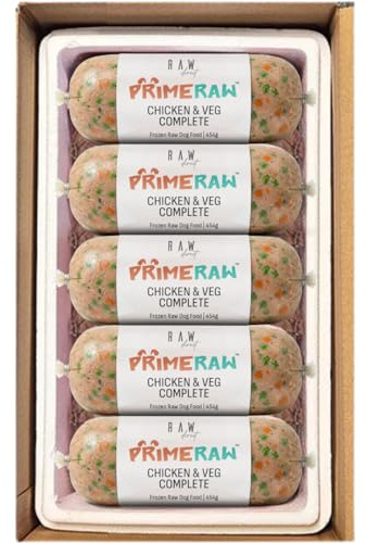 RAW DIRECT Prime Raw Frozen BARF Dog Food – 454g Rolls | 20 or 30 Rolls Pack | Premium Natural Barf Diet | High-Protein, Grain-Free & Nutrient-Rich (20, Chicken & Veg)