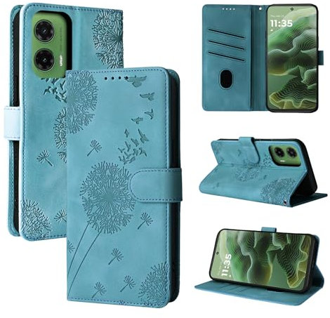 Rostsant Funda Motorola Moto G35 5G Diente de león Carcasa de Cuero PU Billetera Magnético Funda del Libro con Ranuras para Tarjetas para Motorola Moto G35 5G Azul