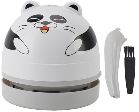 Hztyyier Mini Cute Cartoon Desktop Staubsauger Tragbarer Tischstaubsauger Zum Reinigen von Staubkrümeln Computer Auto mit Vakuumdüse Reinigungsbürste (Panda)