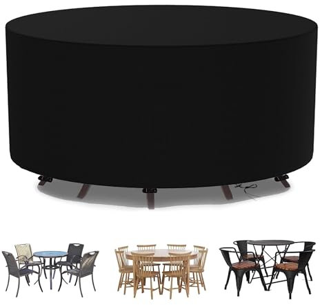 Runde Gartenmöbel Abdeckung Nach Maß Wasserdicht Outdoor Tischabdeckung Winterfest Abdeckplane Gartenmöbel Oxford Tisch Abdeckhaube Schutzhülle für Gartentisch Sitzgruppe Rund