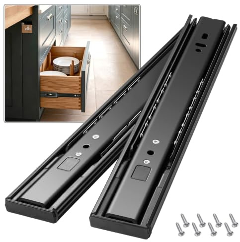 VAGUDE Soft Close Drawer Runner Slides 1 Pair Full Extension 300 350 400 450 500 550 600 mm Side Mount Pull Out Kitchen Cabinet Rails Bracket Replacement Ball Bearing Tracks kit Guide 100 LB Capacity