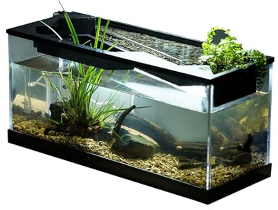 Tistanta de Pescado, Acuario de Vidrio pequeño con un de Filtro Doble, acrílico Alto Transparente, Acuario con plantación de hidroculturas en la Parte, con Bomba de Aire