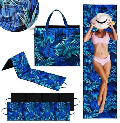 Faltbare Strandmatte 180x50 cm - Wasserabweisend, Komfortable Polsterung - Leicht & Platzsparend - Ideal für Strand, Picknick, Garten & Camping - Made in Poland - Robust und Praktisch - Blue Passion