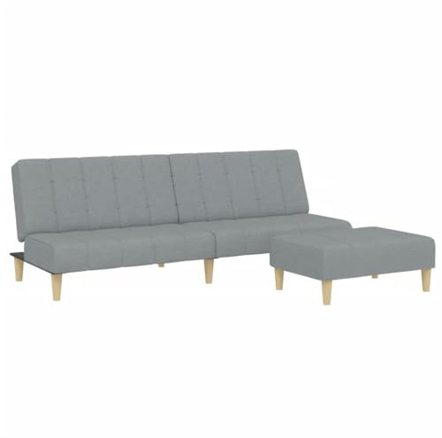 ULUYYUC Outdoor Couch Big Sofa Küchensofa Moderne Sessel - Schlafsofa 2-Sitzer mit Fußhocker Hellgrau Stoff für Wohnzimmer Küche Jugendzimmer Esszimmer