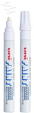 Uni-Ball Uni Paint PX-20 Oil-Based Paint Markers, Medium Line (1.8-2.2mm), White, 2 Count
